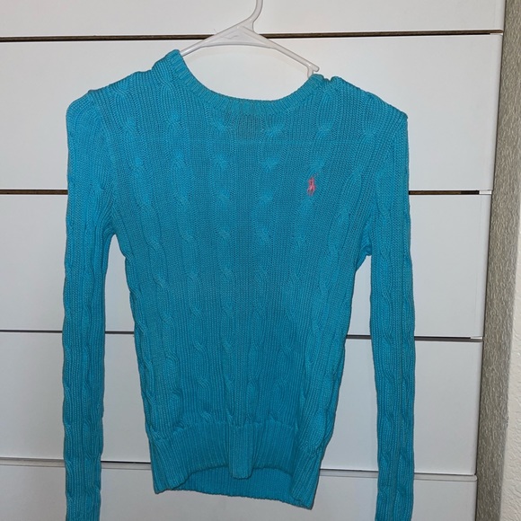 Turquoise Blue Ralph Lauren Cable
Knit Sweater - Picture 2 of 2